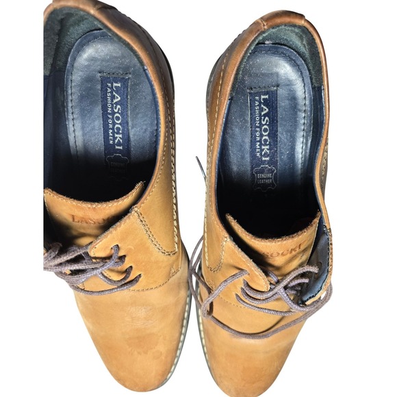 Lasocki Mens Tan Brown Genuine Leather Derby Lace Up Dress Shoes EU 39 US 6.5 - Picture 4 of 8